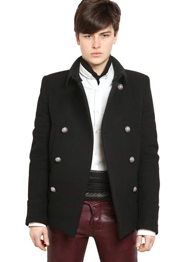 Foto balmain abrigo de lana cruzado