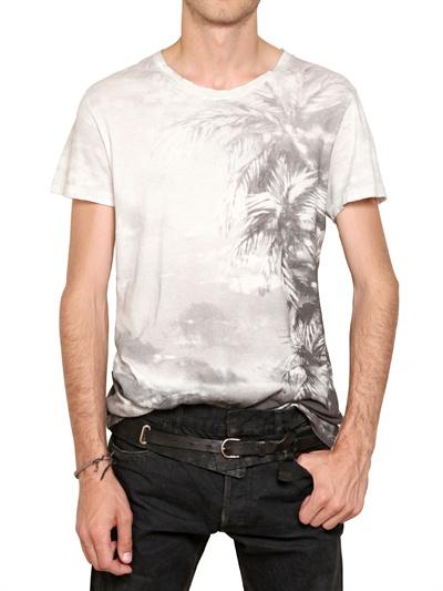 Foto balmain t-shirt de algodón jersey estampado palms