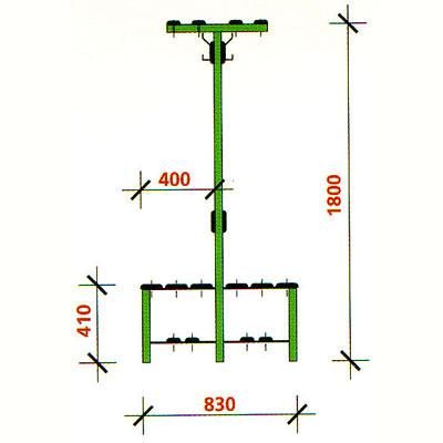 Foto Banco doble vestuario 2 balda 2 percheros 2 zapateros 2 list 200cm