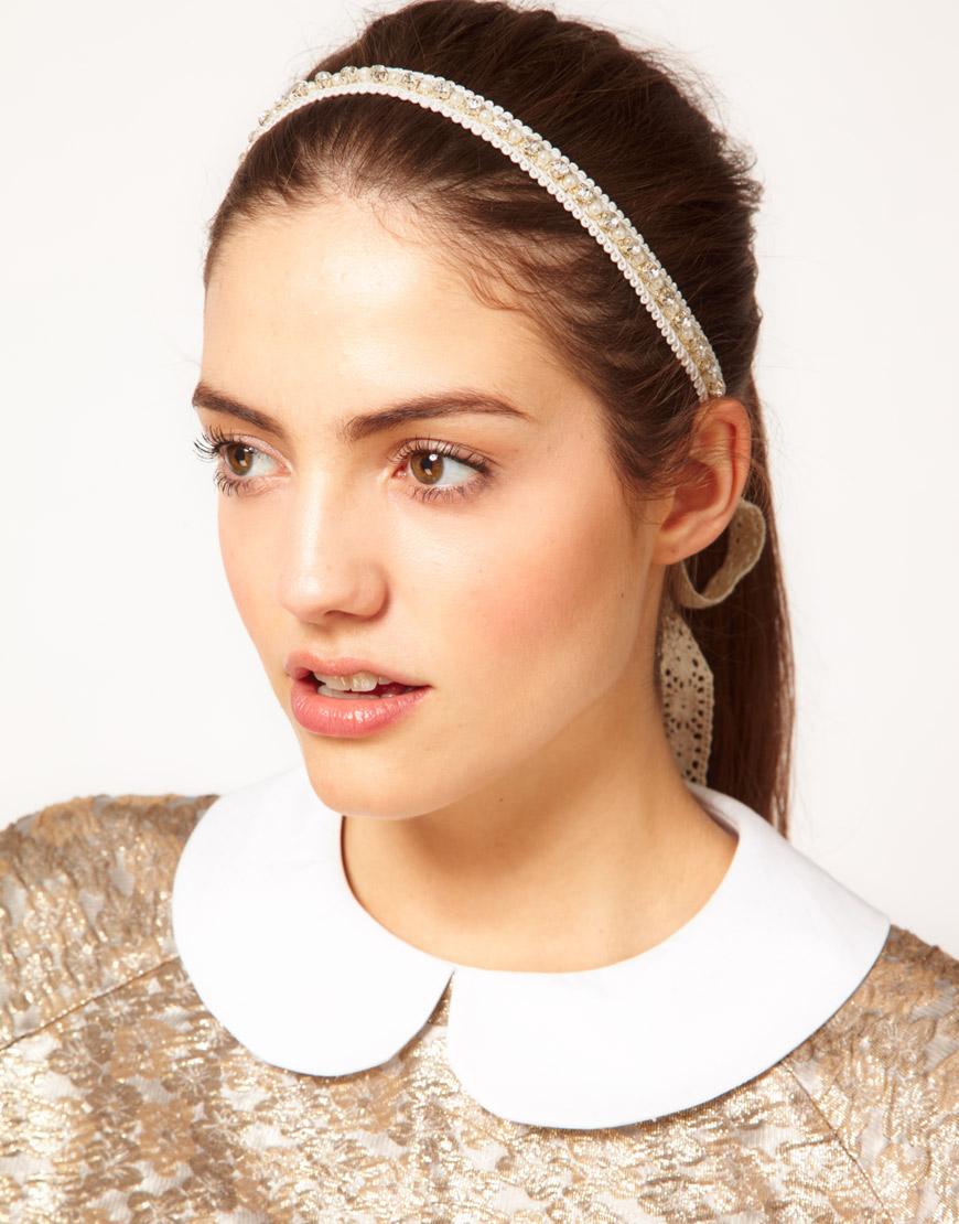 Foto Banda para el pelo con perlas y strass de Johnny Loves Rosie Crema