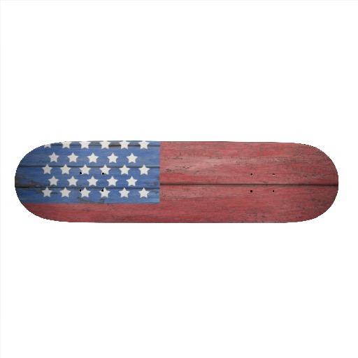 Foto Bandera americana de la pared de madera rústica de Tablas De Patinar