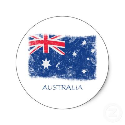 Foto Bandera de Australia del Grunge Etiqueta Redonda