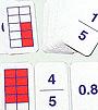 Foto Baraja de fracciones y números decimales.