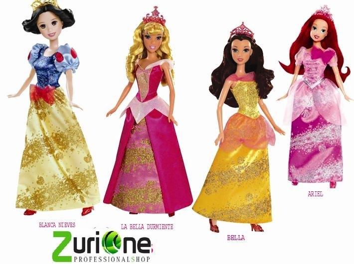 Foto Barbie princesas con vestido de purpurina y lentejuelas