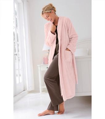 Foto Bata larga mujer manga larga tejido polar