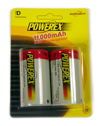 Foto Baterías powerex mh-2D110 – 2xD NiMH 1,2v 11000mAh