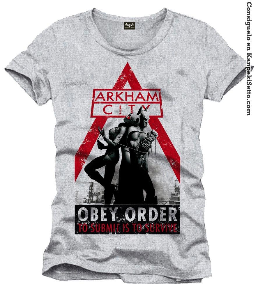 Foto Batman Arkham City Camiseta Obey Gris Talla L