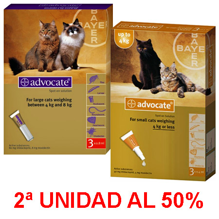 Foto Bayer Advocate Gatos Spot-on 3 Pipetas -2ª Unidad 50%-