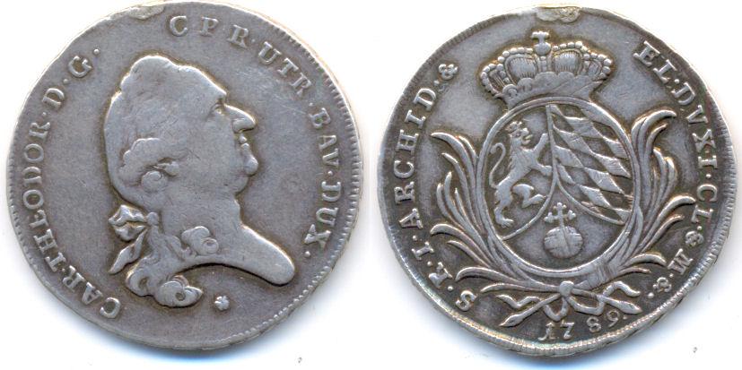 Foto Bayern: Karl Theodor, 1777-1799 1/2 Taler 1789 München