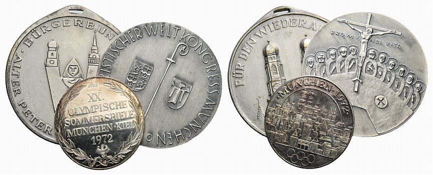 Foto Bayern-München, Stadt Lot = 3 Stück Medaillen 1960