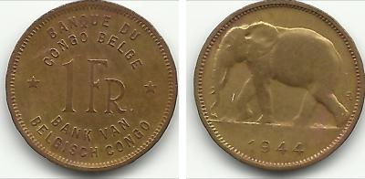 Foto Belgian Congo - 1 Franc - 1944 - 00117