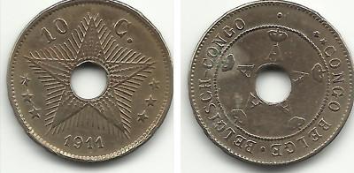 Foto Belgian Congo - 10 Centimes - 1911 - 01169