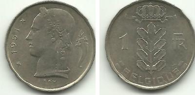 Foto Belgica - Belgium - 1 Franc - 1951 - 13316