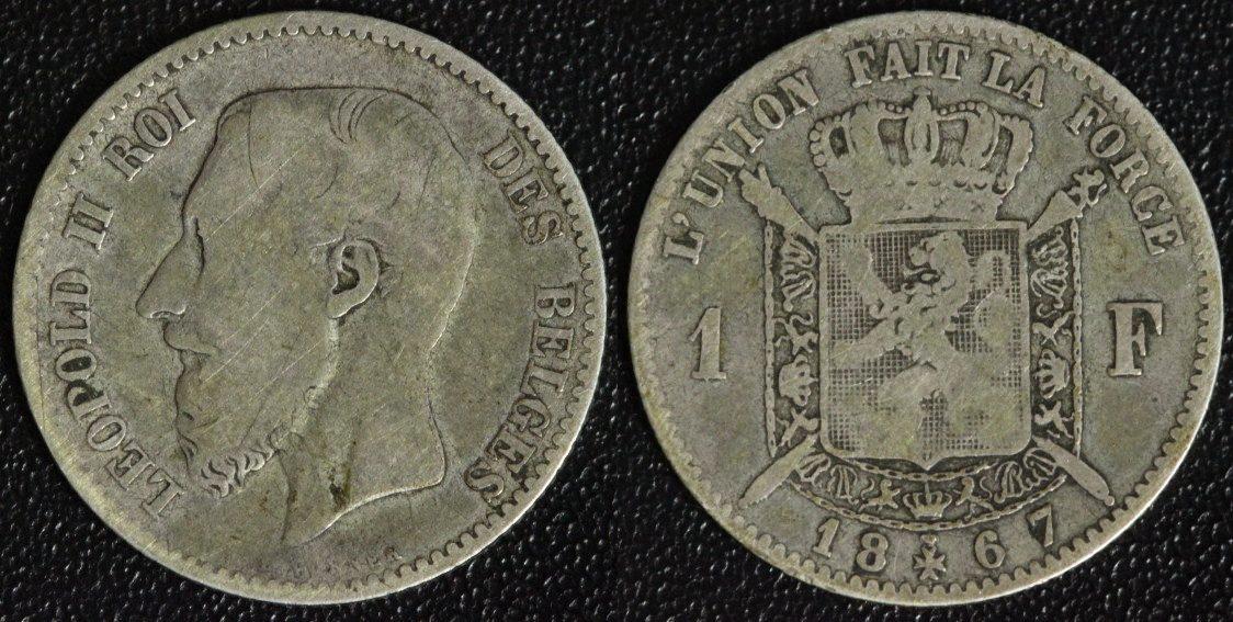 Foto Belgien 1 Franc 1867