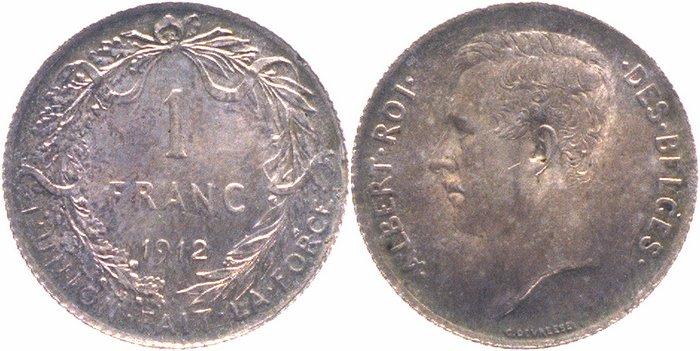 Foto Belgien 1 Franc Silber 1912