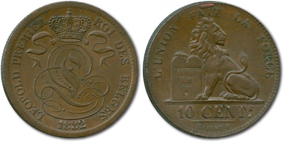Foto Belgien 10 Centimes 1832