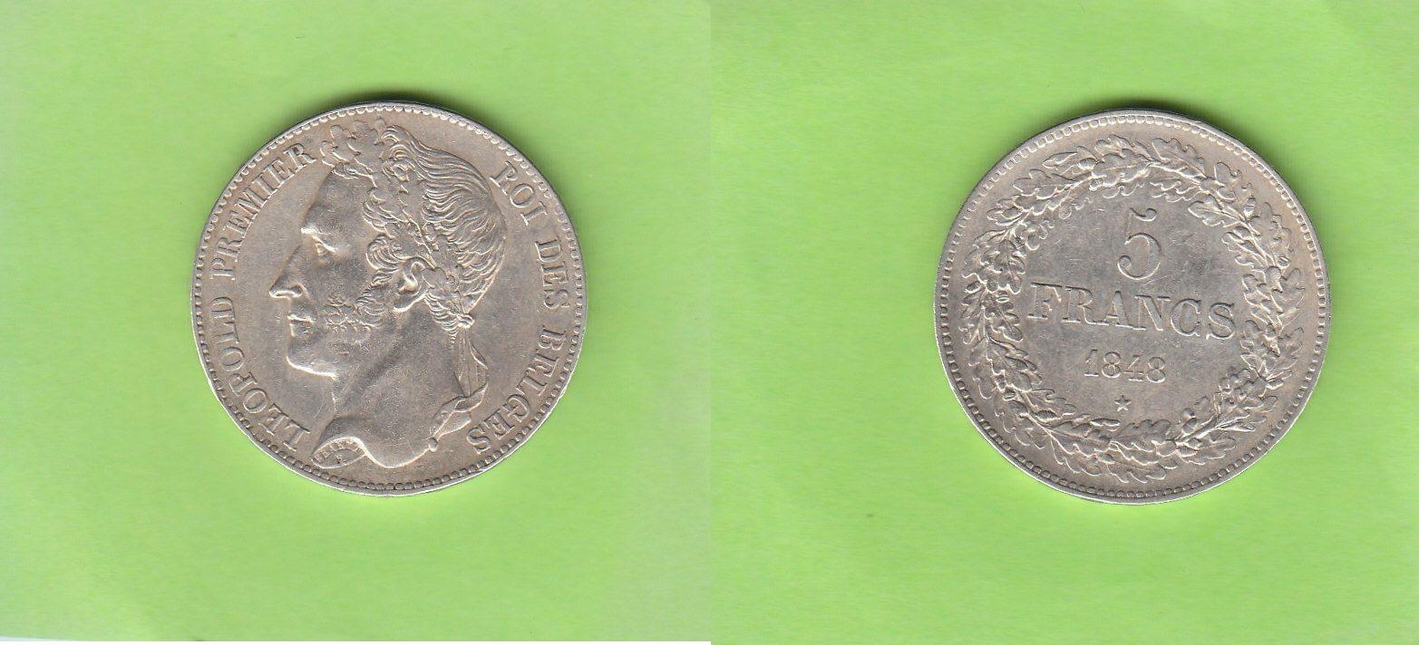 Foto Belgien 5 Francs 1848