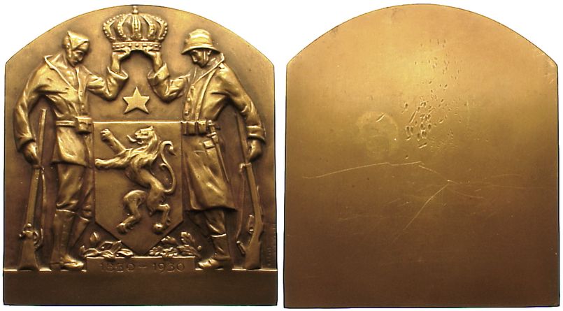 Foto Belgien-Antwerpen, Stadt Einseitige Bronzeplakette 1930