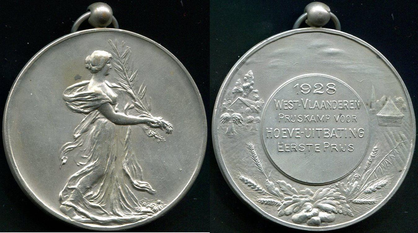 Foto Belgien Bronze Medaille versilbert 1928