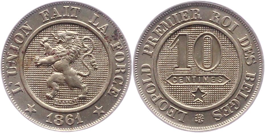 Foto Belgien-Königreich 10 Centimes 1861