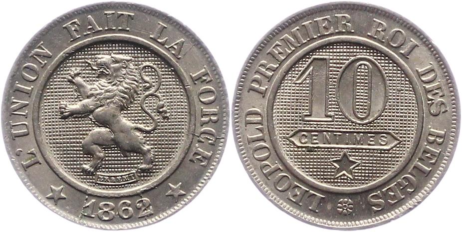 Foto Belgien-Königreich 10 Centimes 1862