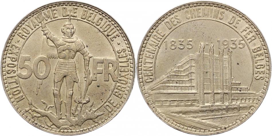Foto Belgien-Königreich 50 Francs 1935
