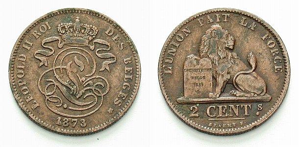 Foto Belgien-Königreich Bronze-2 Centimes 1873