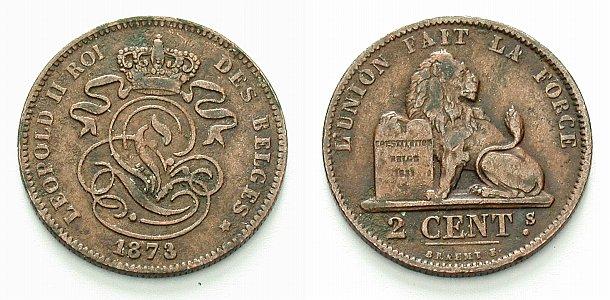 Foto Belgien-Königreich Bronze-2 Centimes 1873