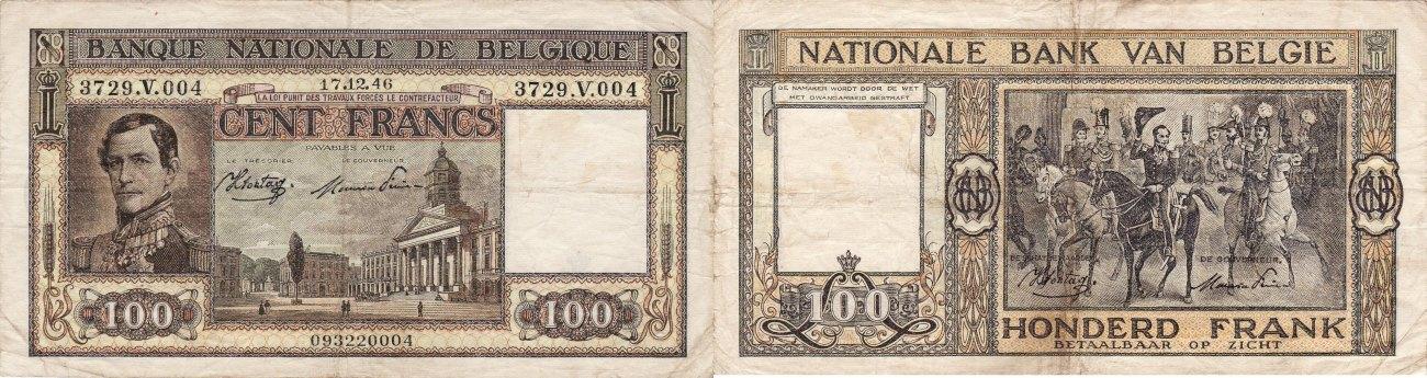Foto Belgium 100 francs 1946