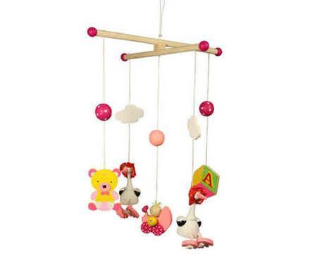 Foto BIGJIGS Pink Stork Mobile Wooden Toy