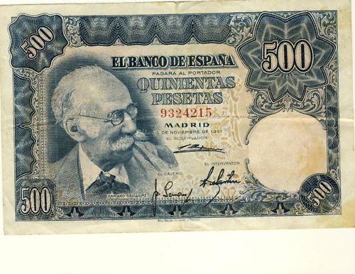 Foto BILLETES - Billetes de España - F1951/11M - ESPAÑA SPAIN 500 PTAS MADRID 19 NOVIEMBRE 1951 S/S