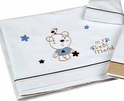 Foto BimbiDreams Sabanas moisés Chocolate Bear Blanc/Blau