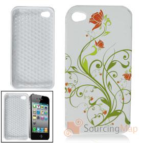 Foto blanca y suave mariposa de plástico caso de flores para el iphone 4 4g