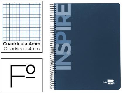 Foto Bloc Espiral Liderpapel Folio Azul Inspire 80 Hojas Con Margen Tapa Extradura Cuadro 4mm 60gr