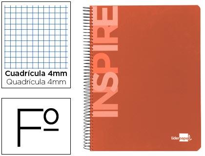 Foto Bloc Espiral Liderpapel Folio Naranja Inspire 80 Hojas Con Margen Tapa Extradura Cuadro 4mm 60gr