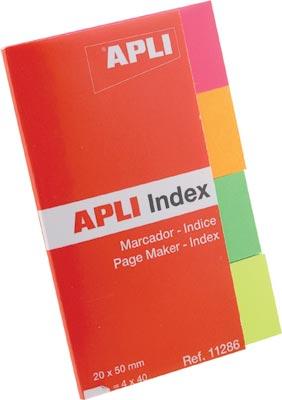Foto Bloc notas adhesivas indice-film apli 12 x 45mm surtido azul verde amarillo naranja y rosa 5 x 25 hojas