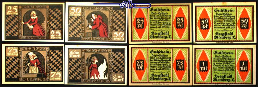Foto Blomberg 25,50,75 Pfg, 1 Mk