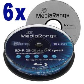 Foto Blu-ray Disc MediaRange BD-R 25 GB, 6x de velocidad, en Tarrina, 10 unidades