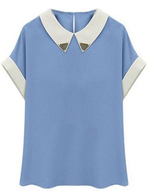 Foto Blusa aplique solapa-Azul