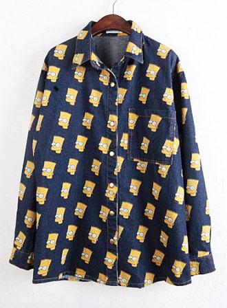 Foto Blusa denim estampada Simpson-Azul medio