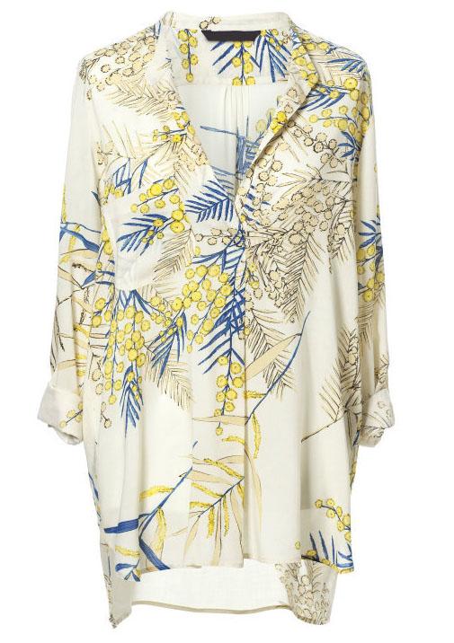 Foto Blusa gasa estampada bambú mangas largas-Crudo