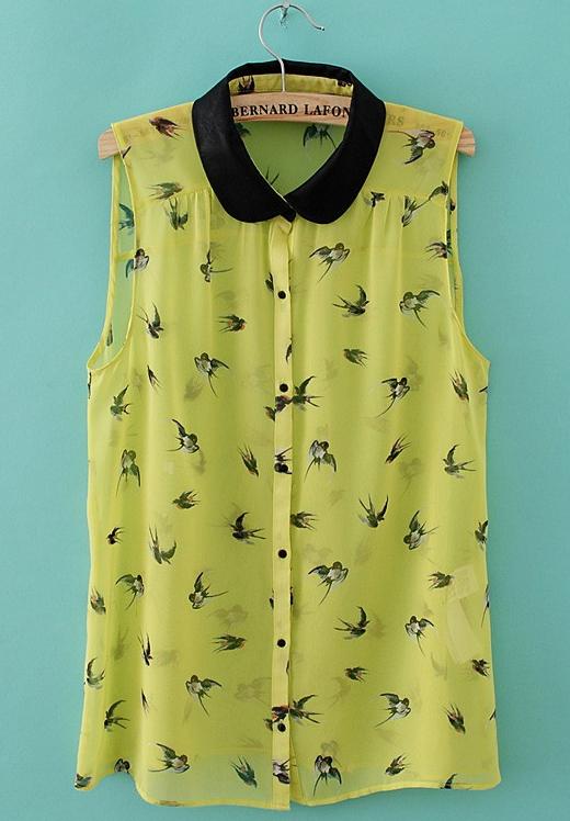 Foto Blusa gasa estampada golondrinas-Lima