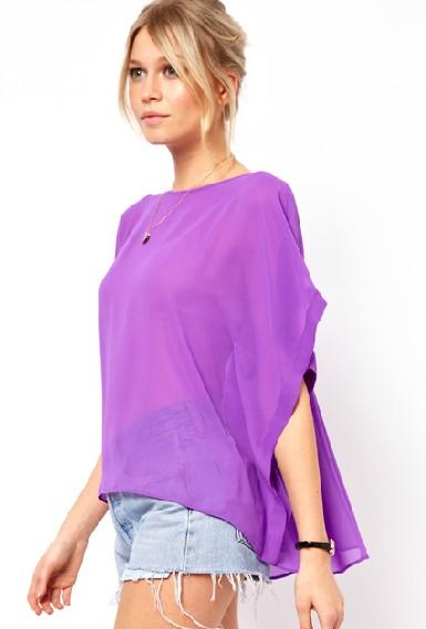 Foto Blusa gasa manga murcielago-Violeta