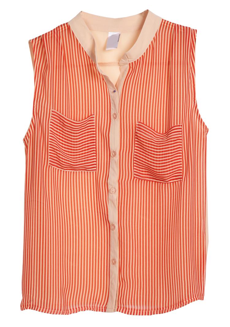 Foto Blusa gasa rayas verticales-Coral