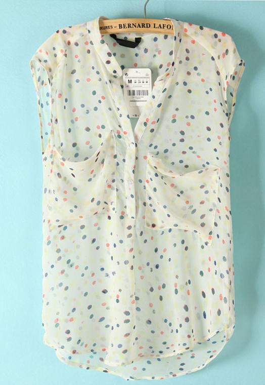 Foto Blusa gasa topos-Blanco