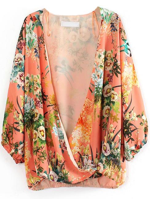 Foto Blusa holgada estampada flores-Naranja