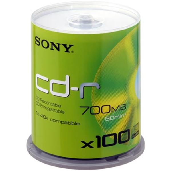 Foto Bobina 100 cd grabables 700mb sony 100cdq80nspd