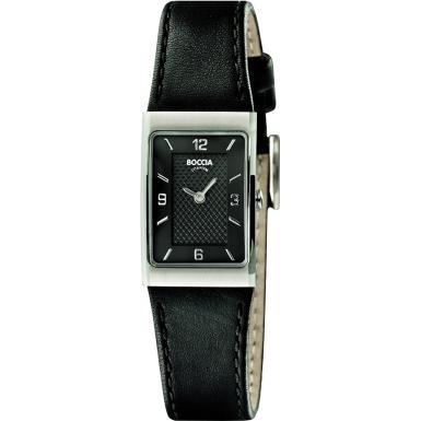 Foto Boccia Ladies Titanium Black Leather Strap Watch Model Number:B31 ...