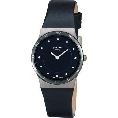 Foto Boccia Ladies Titanium Black Leather Strap Watch Model Number:B32 ...