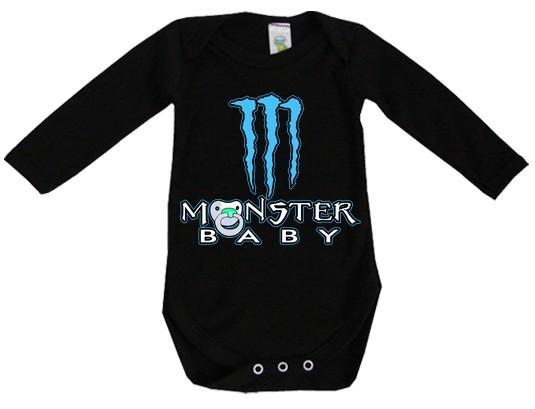Foto Body bebé negro manga larga monster baby azul